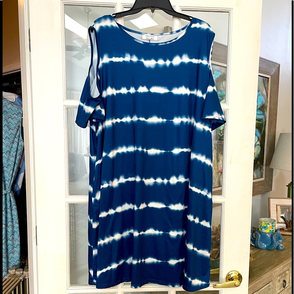 Tie dyed cold shoulder dress